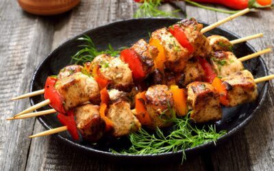 Brochettes de poulet aux poivrons