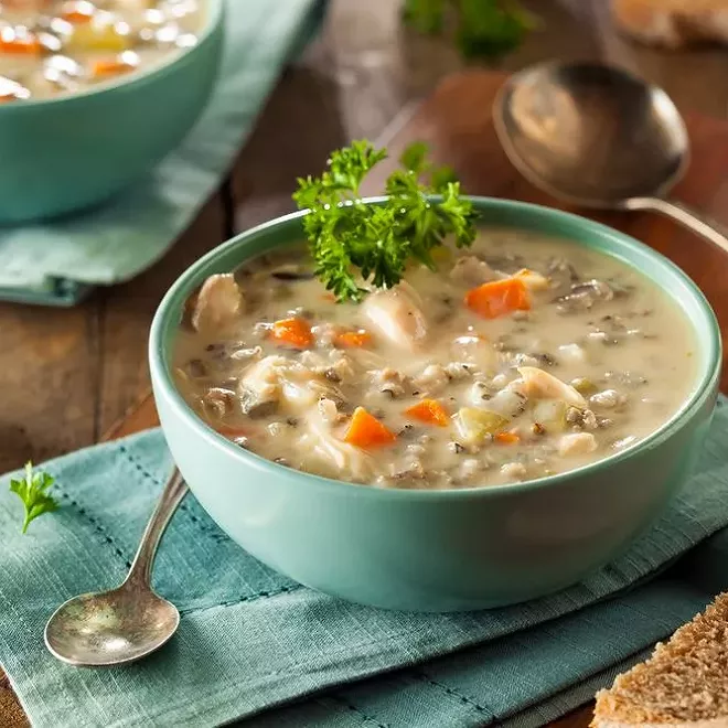 Soupe de riz aux poireaux