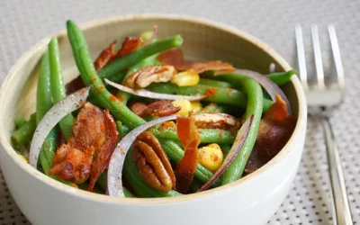 Salade de haricot vert, mais et bacon